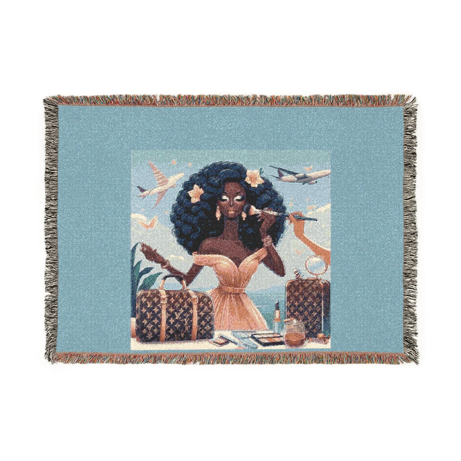 cozy woven blanket for nostalgic vibes, home decor, gift for friends, warm throw, art inspired tapestry