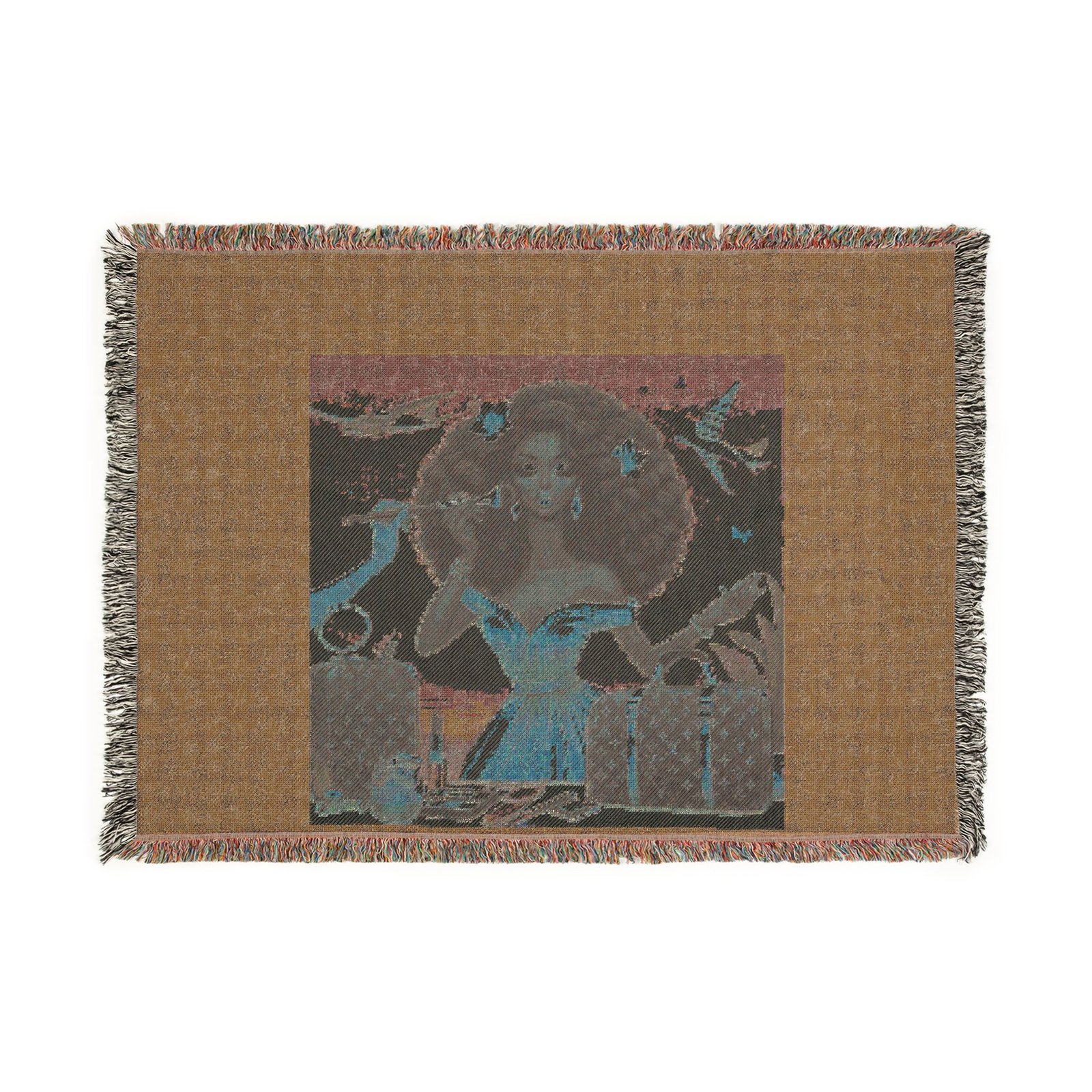 cozy woven blanket for nostalgic vibes, home decor, gift for friends, warm throw, art inspired tapestry