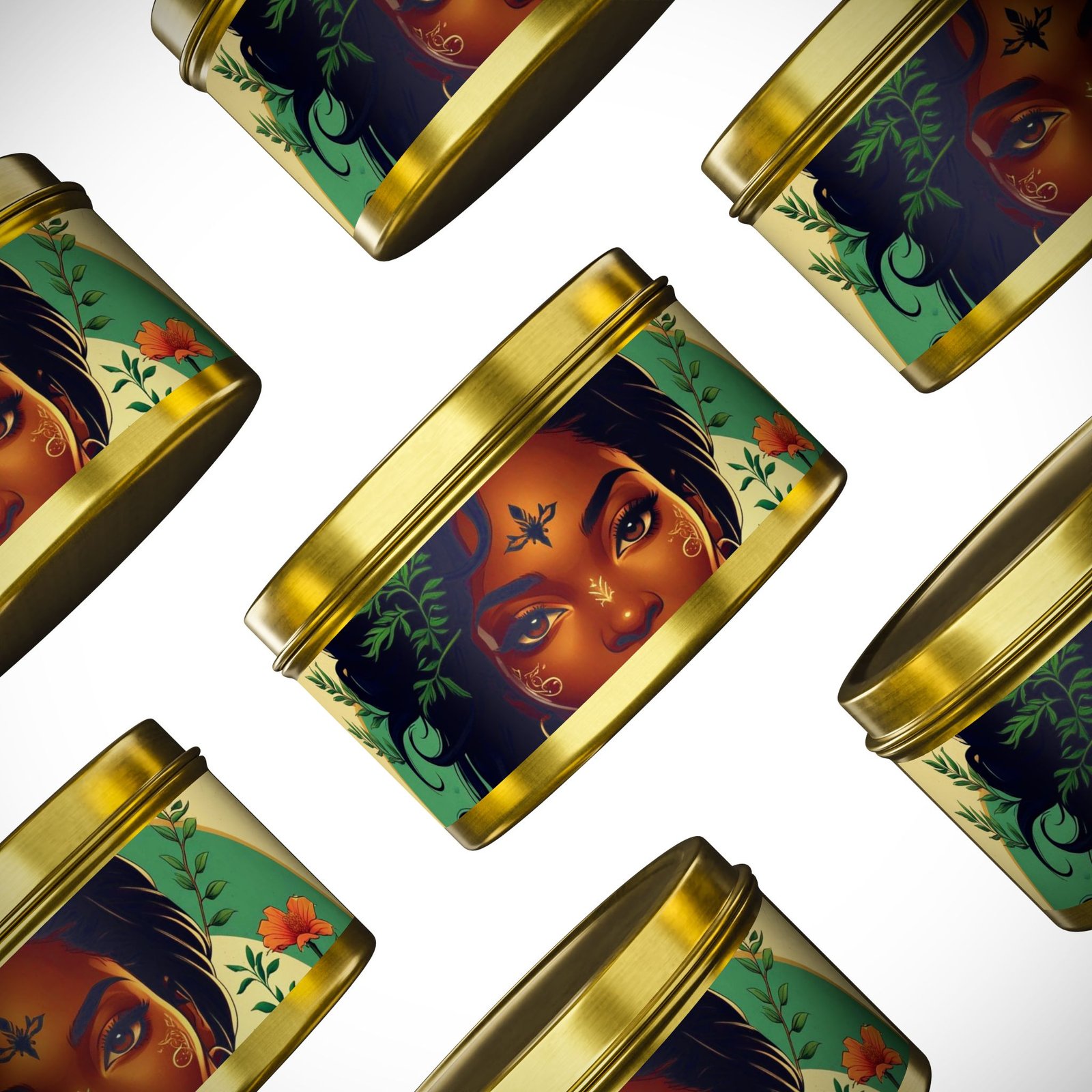 artistic tin candles with floral design, relaxing home decor, gift for her, self care, aromatherapy candles, birthday gift