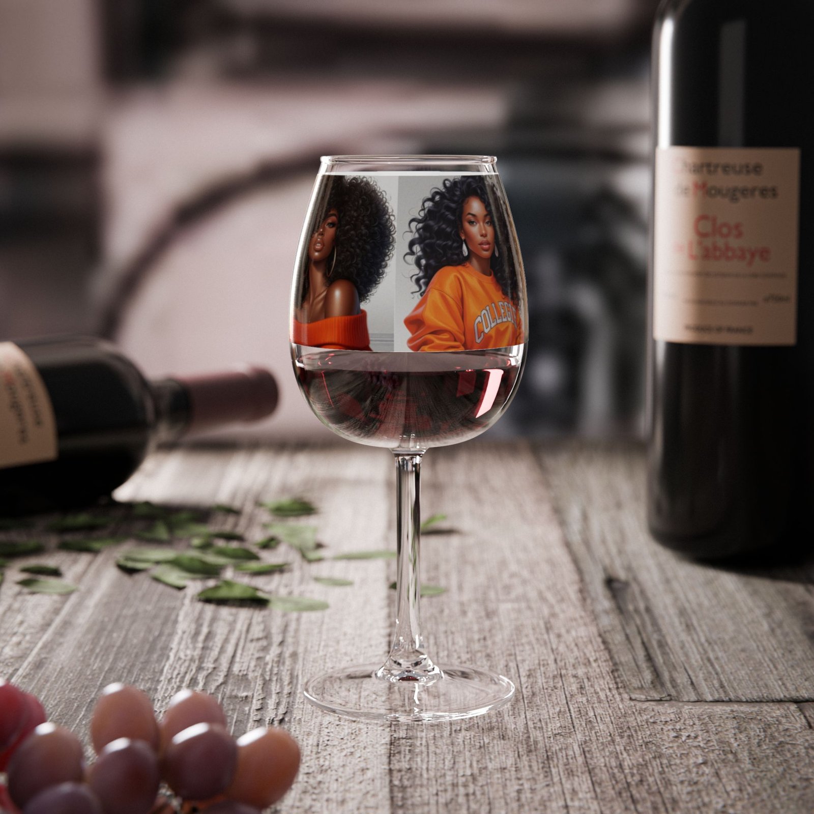 12oz wine glass — afro chic portraits stemmed glass for wine lovers