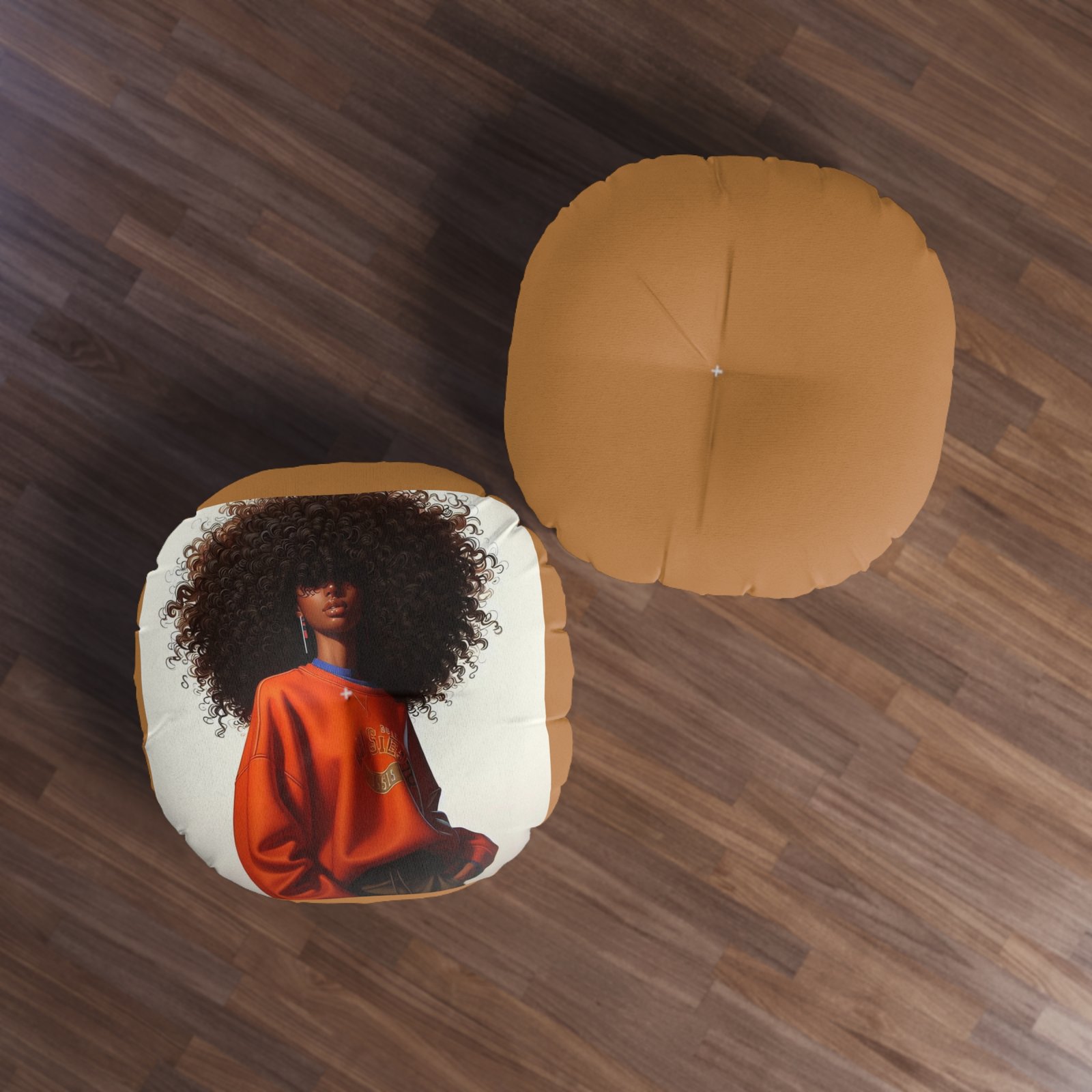 Tufted Floor Pillow with Afrocentric Design, Bohemian Decor, Cozy Seating, Unique Home Accent, Gift for Her, Round Pillow - Image 2