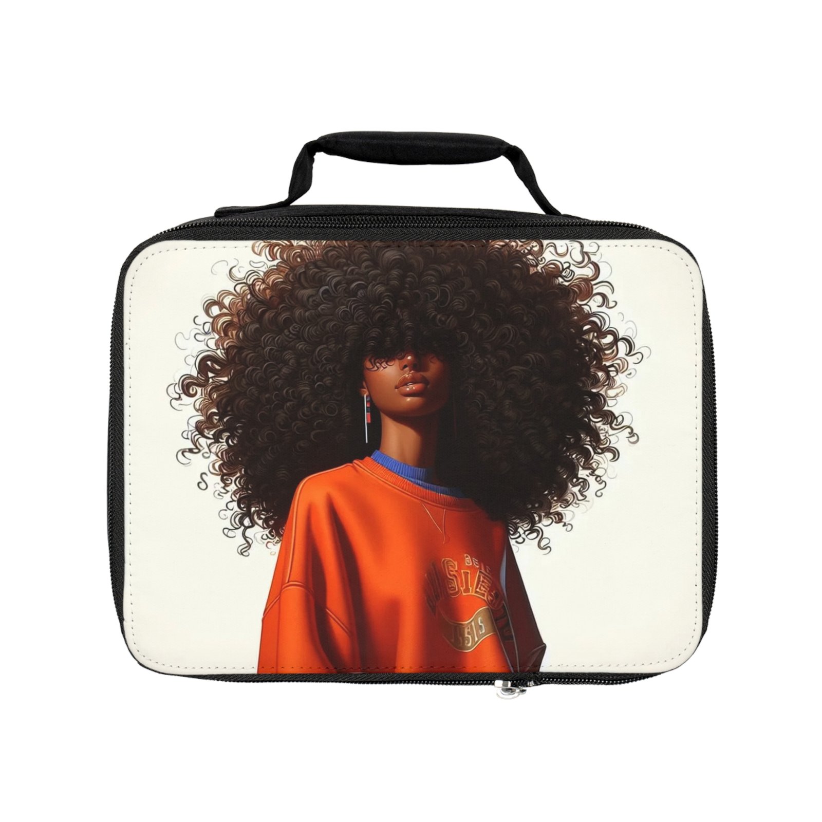 Chic Insulated Lunch Bag with Afro Art - Stylish Meal Container for School, Work, Picnics, Birthdays, and Holidays