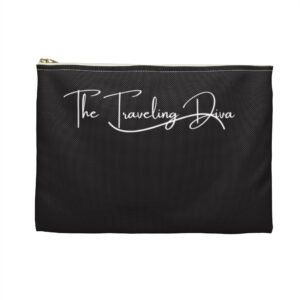the traveling diva collection, makeup bag, personalized gift, travel lover, stylish storage. (white zipper, black zipper).