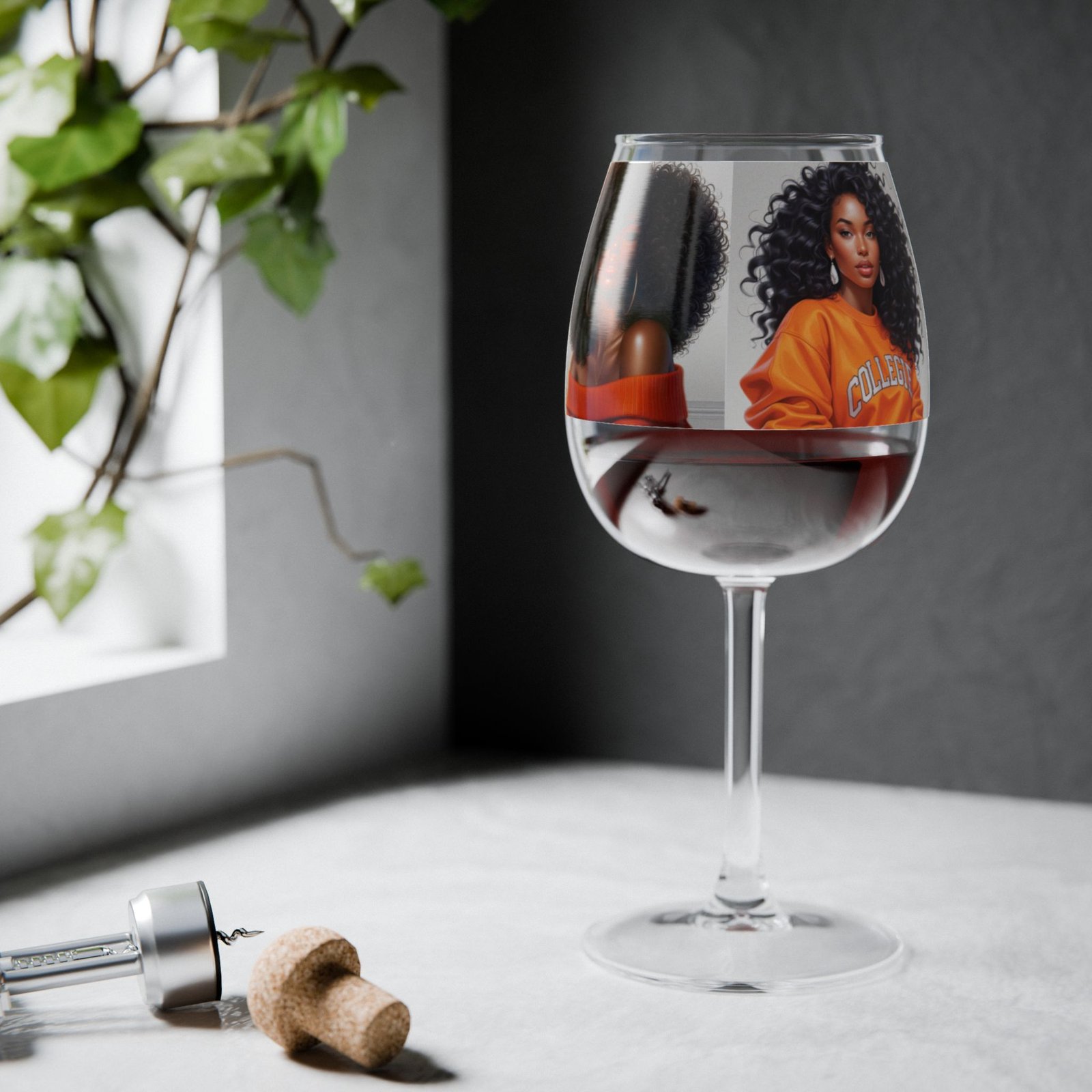 12oz wine glass — afro chic portraits stemmed glass for wine lovers