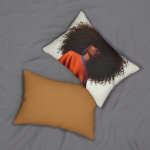 Alternative view of Chic Afro Woman Decorative Lumbar Pillow, Bohemian Home Decor, Gift for Her, Couch Cushion, Unique Throw Pillow