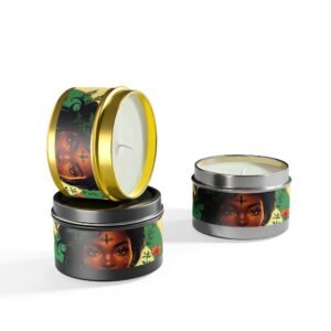 artistic tin candles with floral design, relaxing home decor, gift for her, self care, aromatherapy candles, birthday gift