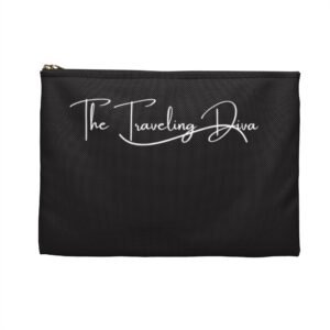 the traveling diva collection, makeup bag, personalized gift, travel lover, stylish storage. (white zipper, black zipper).
