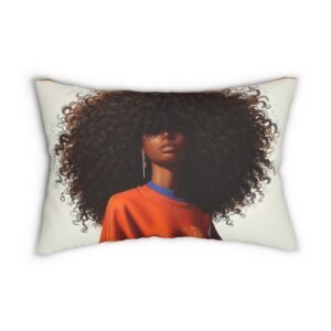 Chic Afro Woman Decorative Lumbar Pillow, Bohemian Home Decor, Gift for Her, Couch Cushion, Unique Throw Pillow