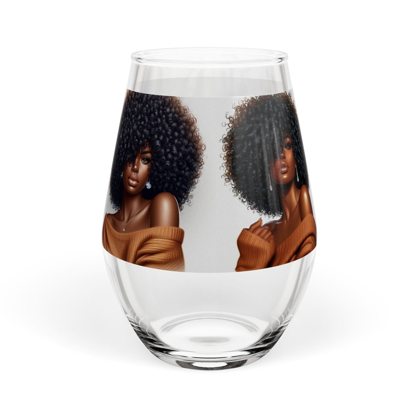 afro queen stemless wine glass — 11.75 oz