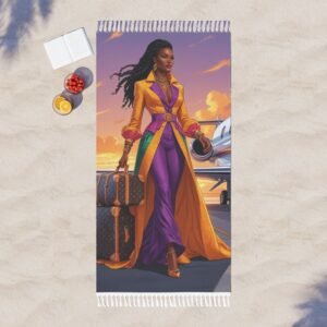 boho beach towel with chic travel design, stylish poolside accessory, perfect for summer, gift for beach lovers, vacation decor