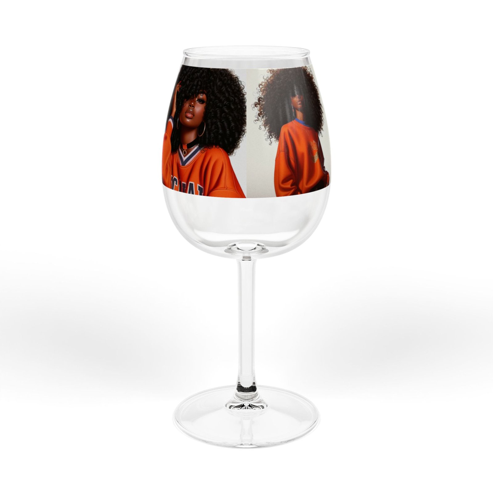 12oz wine glass — afro chic portraits stemmed glass for wine lovers