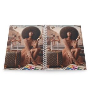 travel inspired spiral notebook with vibrant art, perfect for journaling, note taking, gift for artists, travel lovers, and students