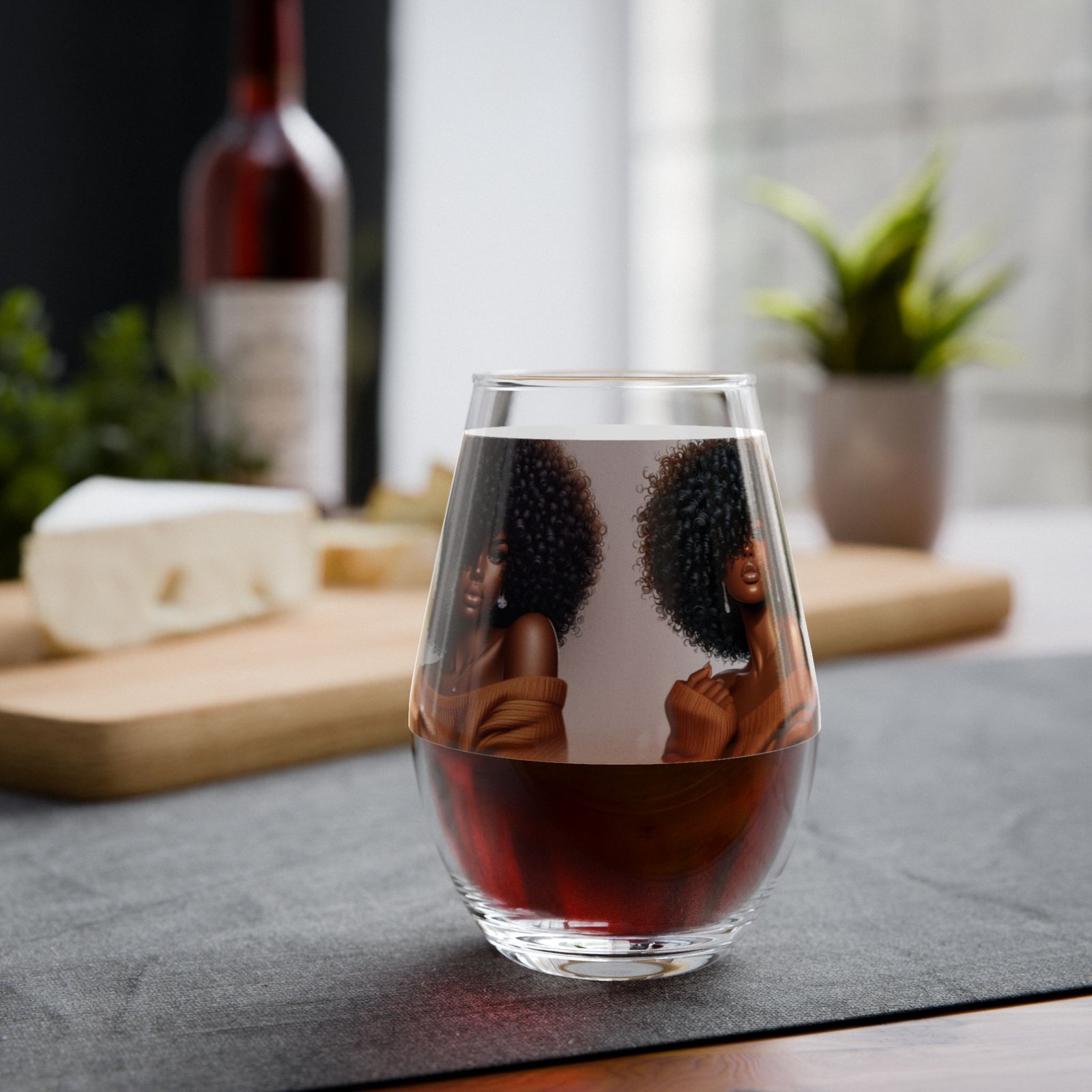 afro queen stemless wine glass — 11.75 oz