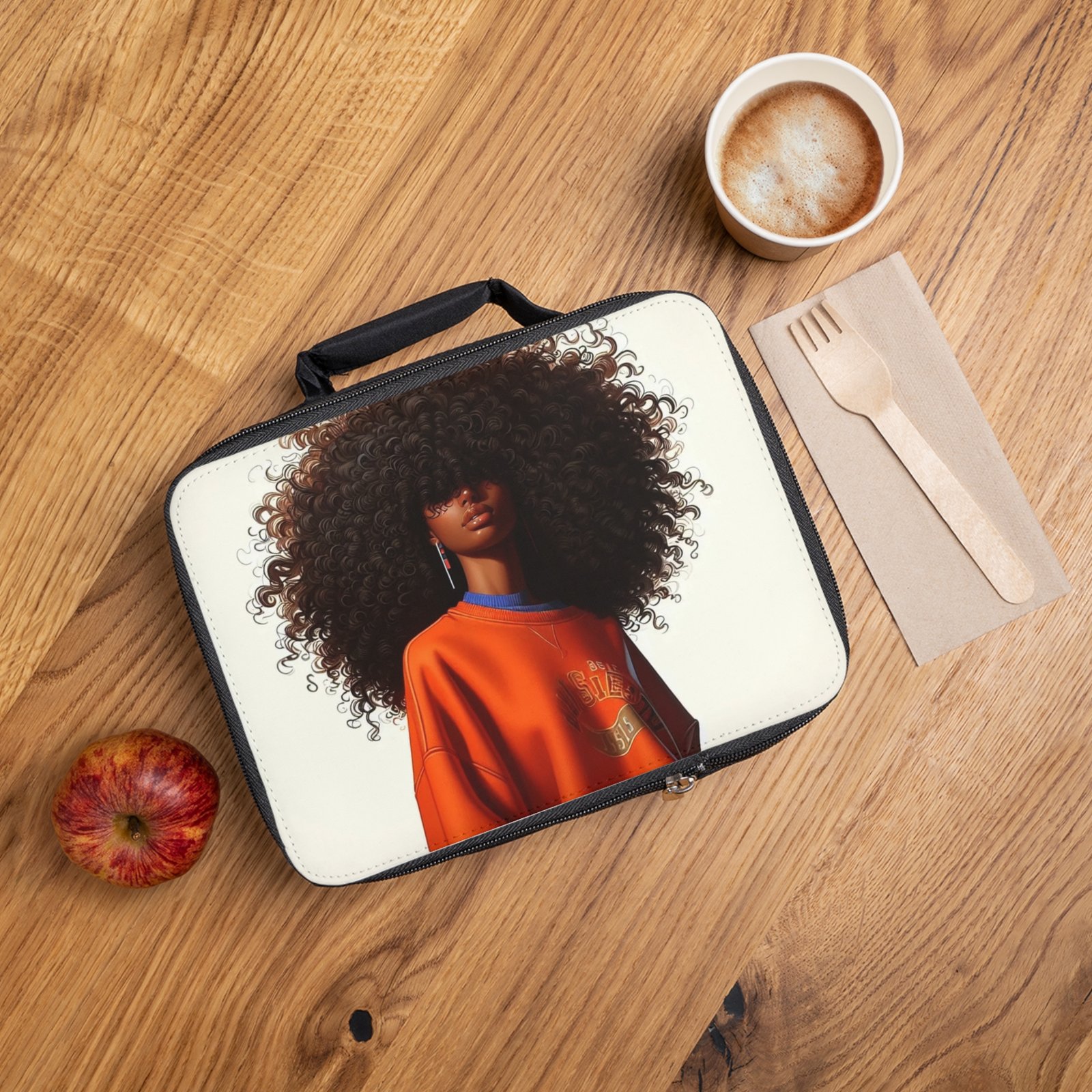 Chic Insulated Lunch Bag with Afro Art - Stylish Meal Container for School, Work, Picnics, Birthdays, and Holidays - Image 2
