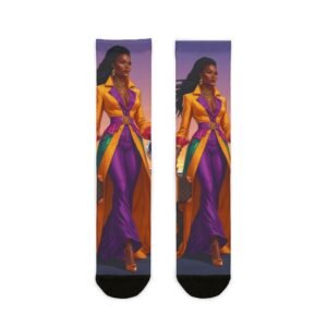 vibrant fashionista crew socks, stylish gift for trendsetters, cozy wear for everyday, unique footwear for fashion lovers, [...]