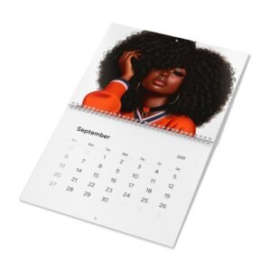 elegant afrocentric wall calendar 2026 | inspirational art, monthly planner, glossy or matte.