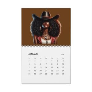 Alternative view of 2026 Afro-Cowgirl Wall Calendar — Black Art Portraits Monthly Calendar Brown