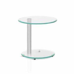 Artiss Side Coffee Table Bedside Furniture Oval Tempered Glass Top 2