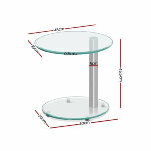 Alternative view of Artiss Side Coffee Table Bedside Furniture Oval Tempered Glass Top 2