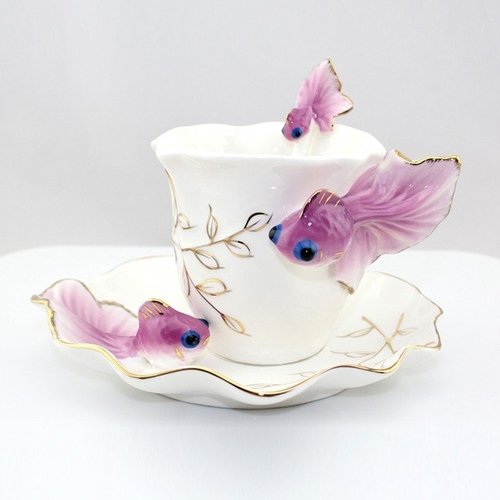 Goldfish Enamel Ceramic Coffee Mug - Image 2