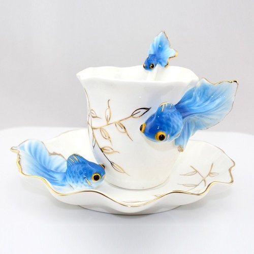 Goldfish Enamel Ceramic Coffee Mug - Image 5