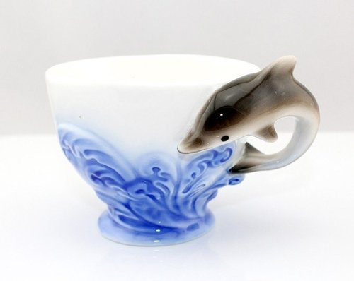 Dolphin Enamel Ceramic Coffee Mug - Image 2