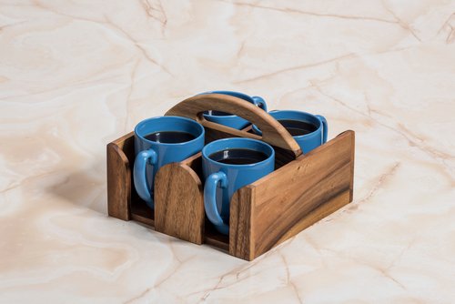 Acacia Wood Coffee Mug Caddy - Image 2