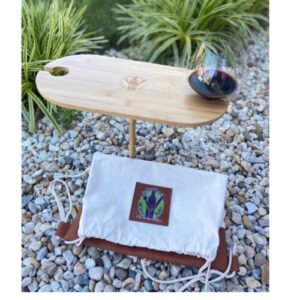 Outdoor wine table w/2 glass holders