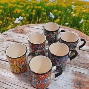 Alternative view of Set of 6 Handmade Ceramic Ethnic Mugs for Cultural Home Decor