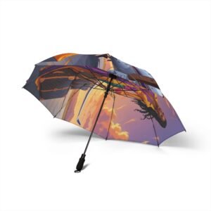 Alternative view of Foldable Umbrella — Vibrant Sunset Traveler Illustration