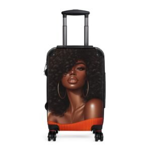 Afro Glam Carry-On Suitcase — Stylish Luggage with Curly-Haired Woman Design
