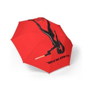 Alternative view of Foldable Umbrella — Red Samurai Silhouette with 'To Make Type Of Order' Graphic