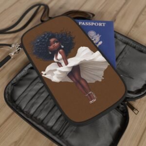 Passport Wallet — Curly Afro Girl in White Dress Travel Organizer