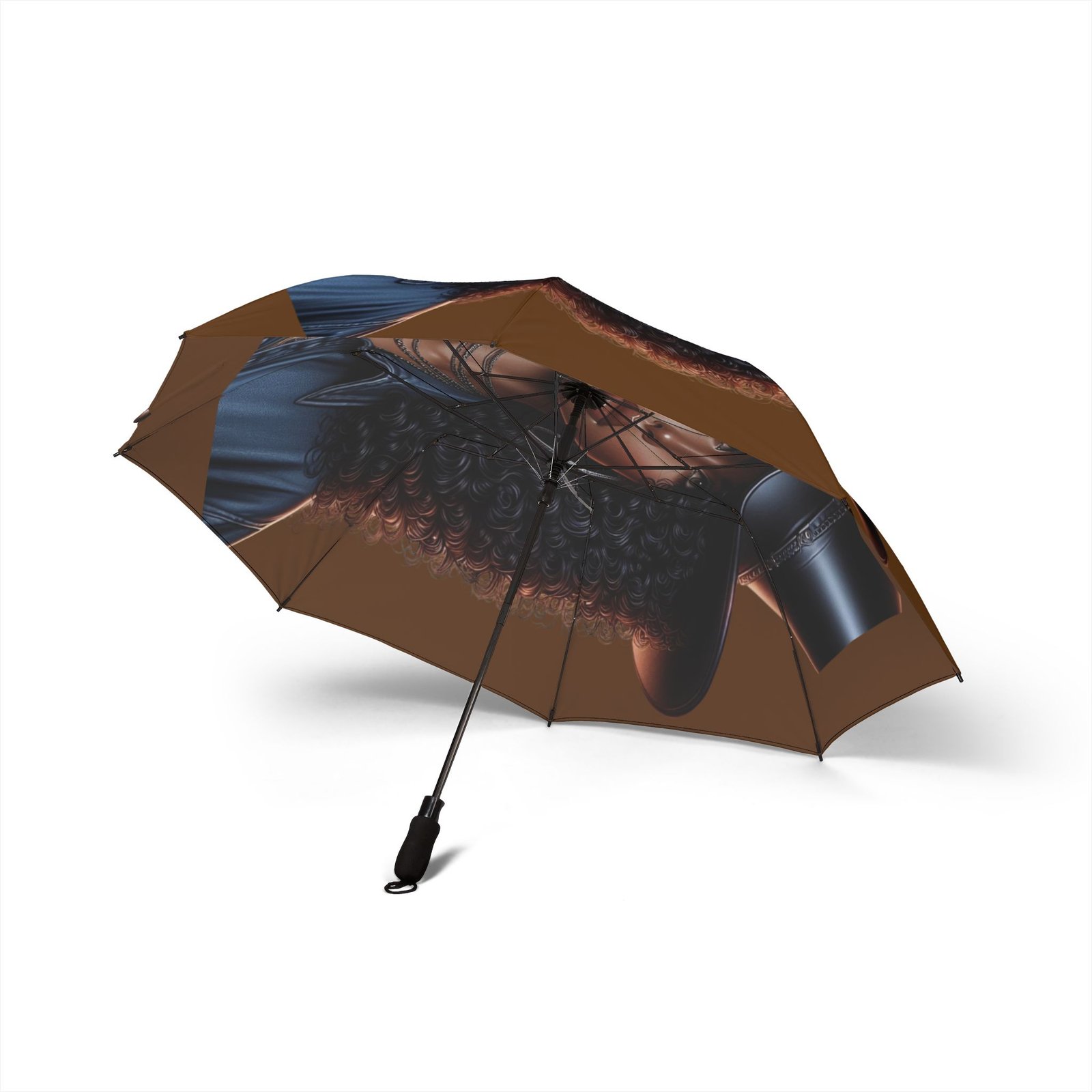 6996936206113945406_2048.jpeg Compact Foldable Umbrella — Afro Woman Portrait Rain Umbrella - Image 3